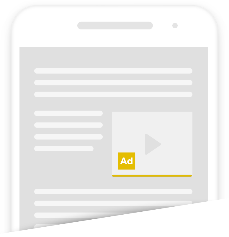 A floating video ad player over an article